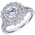 ddحلقه نامزدی جواهر با نگین الماس تخمه ای و برلیان طرح فلاور مدل : eng2119