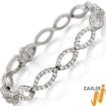 دستبند الماس تراش برلیان با طلای سفید مدل: bgd2037 
