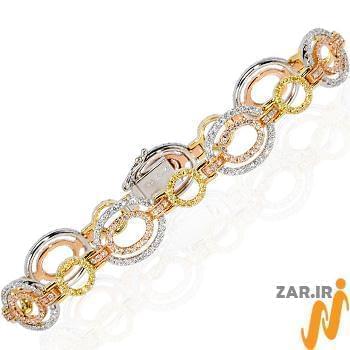 دستبند الماس تراش برلیان با طلای زرد و سفید و رزگلد مدل: bgd2041