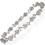 دستبند الماس تراش برلیان با طلای سفید طرح فلاور مدل: bgd2045