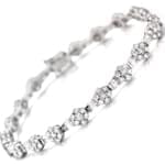 دستبند الماس تراش برلیان و باگت با طلای سفید طرح فلاور مدل: bgd2046