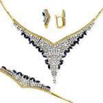 سرویس جواهر الماس تراش برلیان و یاقوت کبود با طلای زرد مدل: bset2151