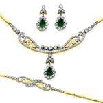 سرویس جواهر زمرد و الماس تراش برلیان با طلای زرد و سفید مدل: bset2152