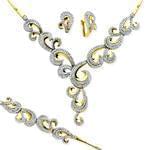 سرویس جواهر الماس تراش برلیان با طلای زرد و سفید طرح عروس مدل: bset2154