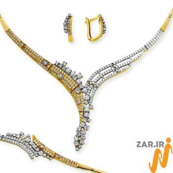 سرویس جواهر الماس تراش برلیان با طلای زرد و سفید طرح عروس مدل: bset2155