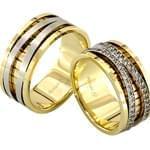 ست حلقه عروسی طلا زرد و سفید با نگین برلیان مدل: srd1096