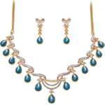 سرویس طلا و جواهر با نگین فیروزه و الماس تراش برلیان مدل: bset2167