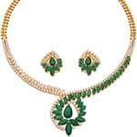 سرویس طلا و جواهر با نگین زمرد و الماس تراش برلیان مدل: bset2169