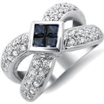 انگشتر جواهر زنانه یاقوت کبود و الماس تراش برلیان: مدل rgf1381