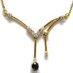 گردنبند جواهر با نگین یاقوت کبود و الماس تراش برلیان مدل: ndf1298 