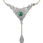 گردنبند جواهر با نگین زمرد و الماس تراش برلیان مدل: ndf1300