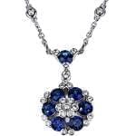 گردنبند جواهر با نگین یاقوت کبود و الماس تراش برلیان مدل: ndf1302