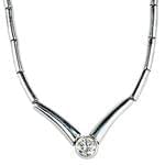 گردنبند جواهر با نگین تک الماس و طلای سفید مدل: ndf1305