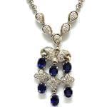 گردنبند جواهر با نگین یاقوت کبود و الماس تراش برلیان مدل: ndf1307