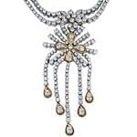 گردنبند جواهر با نگین الماس تراش برلیان و طلای زرد و سفید مدل: ndf1308