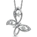 آویز الماس تراش برلیان با طلای سفید طرح پروانه مدل: pdb2086