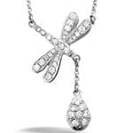 آویز الماس تراش برلیان با طلای سفید طرح سنجاقک مدل: pdb2088