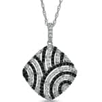 آویز الماس تراش برلیان سیاه و سفید با طلای سفید مدل: pdb2090