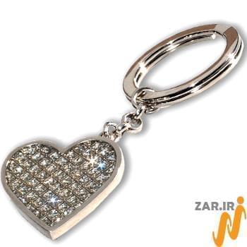 جاکلیدی طلا و جواهر با نگین الماس تراش برلیان طرح قلب (Heart): مدل kgd1019