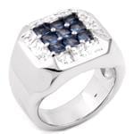 انگشتر جواهر با نگین یاقوت کبود و الماس تراش پرنس طرح رجال: مدل rgm1396