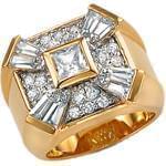 انگشتر جواهر با نگین الماس تراش پرنس، باگت و برلیان طرح رجال: مدل rgm1397