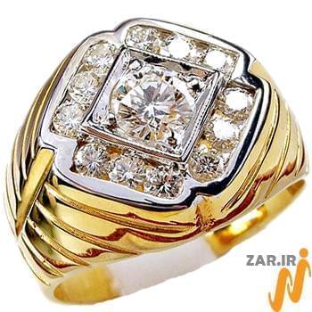انگشتر جواهر با نگین الماس تراش برلیان طرح رجال: مدل rgm1400