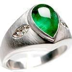 انگشتر جواهر با نگین زمرد و الماس تراش مارکیز طرح رجال: مدل rgm1401