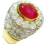 انگشتر جواهر با نگین یاقوت قرمز و الماس تراش برلیان طرح رجال: مدل rgm1402