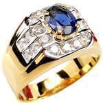 انگشتر جواهر با نگین یاقوت کبود و الماس تراش برلیان طرح رجال: مدل rgm1404