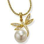 آویز جواهر با نگین مروارید و الماس تراش برلیان طرح سنجاقک مدل: npdf1250