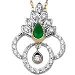 آویز جواهر با نگین زمرد و الماس تراش برلیان مدل: npdf1257