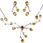 سرویس جواهر طلا سفید با نگین سیترین و الماس تراش برلیان مدل: bset2171