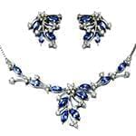 سرویس جواهر طلا سفید با نگین یاقوت کبود و الماس تراش برلیان مدل: bset2174