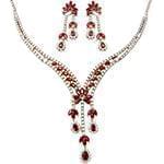 سرویس جواهر طلا سفید با نگین یاقوت قرمز و الماس تراش برلیان مدل: bset2175