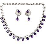 سرویس جواهر طلا سفید با نگین آمتیس و الماس تراش پرنس و برلیان مدل: bset2176