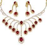 سرویس جواهر طلا زرد با نگین یاقوت قرمز و الماس تراش برلیان مدل: bset21081