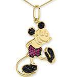 آویز بچه گانه جواهر با نگین الماس تراش برلیان و یاقوت طرح میکی موس مدل: pgb2022