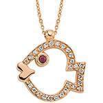 آویز بچه گانه جواهر با نگین الماس تراش برلیان و یاقوت طرح ماهی مدل: pgb2024