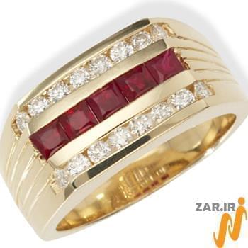 انگشتر جواهر با نگین یاقوت قرمز پرنس و الماس تراش برلیان: مدل rgm1410