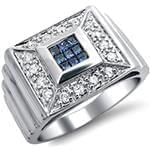 انگشتر جواهر با نگین یاقوت کبود و الماس تراش برلیان طرح رجال: مدل rgm1411