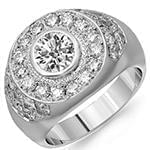 انگشتر جواهر با نگین الماس تخمه و الماس تراش برلیان طرح رجال: مدل rgm1413