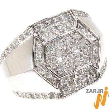 انگشتر مردانه جواهر با نگین الماس تراش برلیان طرح رجال: مدل rgm1414