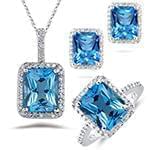 نیم ست آویز و گوشواره و انگشتر با نگین توپاز و برلیان مدل: hsdf1270