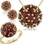 نیم ست آویز و گوشواره و انگشتر با نگین گارنت مدل: hsdf1272