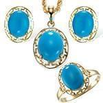 نیم ست آویز و گوشواره و انگشتر با نگین فیروزه مدل: hsdf1276