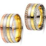 حلقه ست عروسی جواهر با نگین الماس تراش برلیان و طلای سه رنگ مدل: srd1291