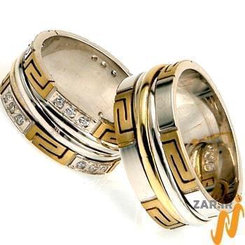 مدل حلقه ست عروسی جواهر با نگین الماس تراش برلیان طرح ورساچی 