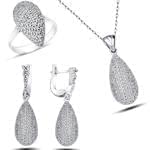 نیم ست گوشواره، آویز و انگشتر الماس تراش برلیان: مدل hdset2028