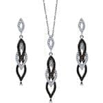 نیم ست گوشواره و آویز الماس تراش برلیان سیاه و سفید: مدل hdset2032
