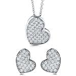 نیم ست گوشواره و آویز الماس تراش برلیان طرح قلب: مدل hdset2033